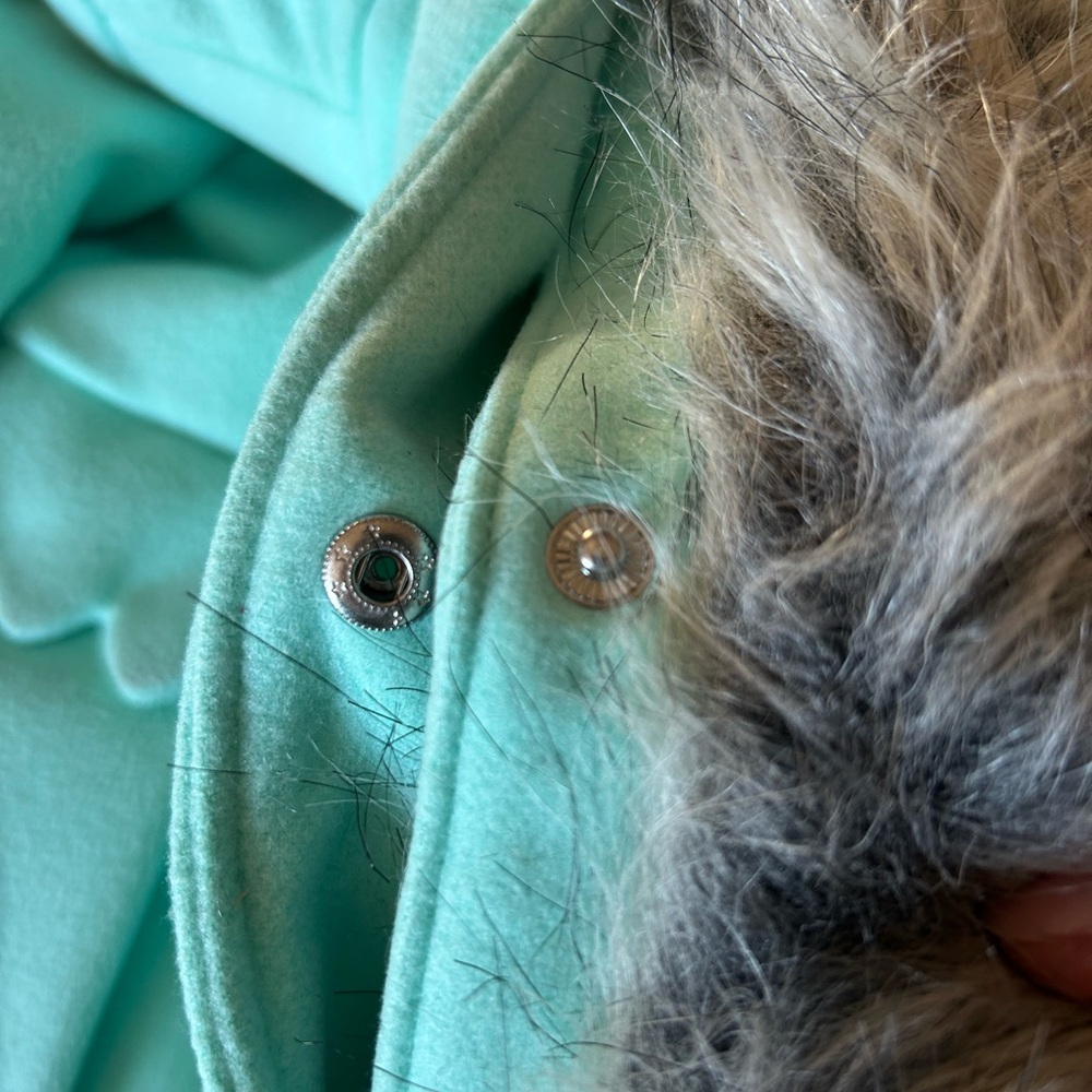 Cat & Jack Turquoise Pea Coat with Faux Fur Collar - Picture 7 of 7